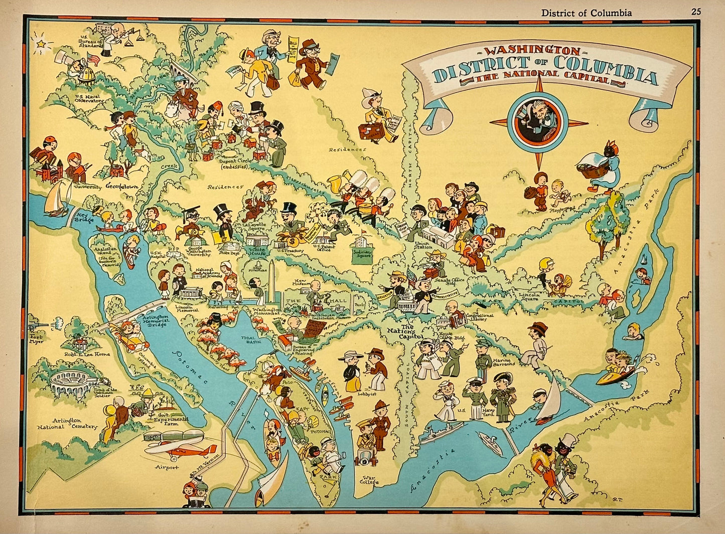 Vintage Map of District of Columbia, 1935.