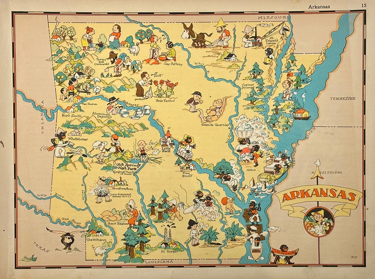 Vintage Map of Arkansas, 1935