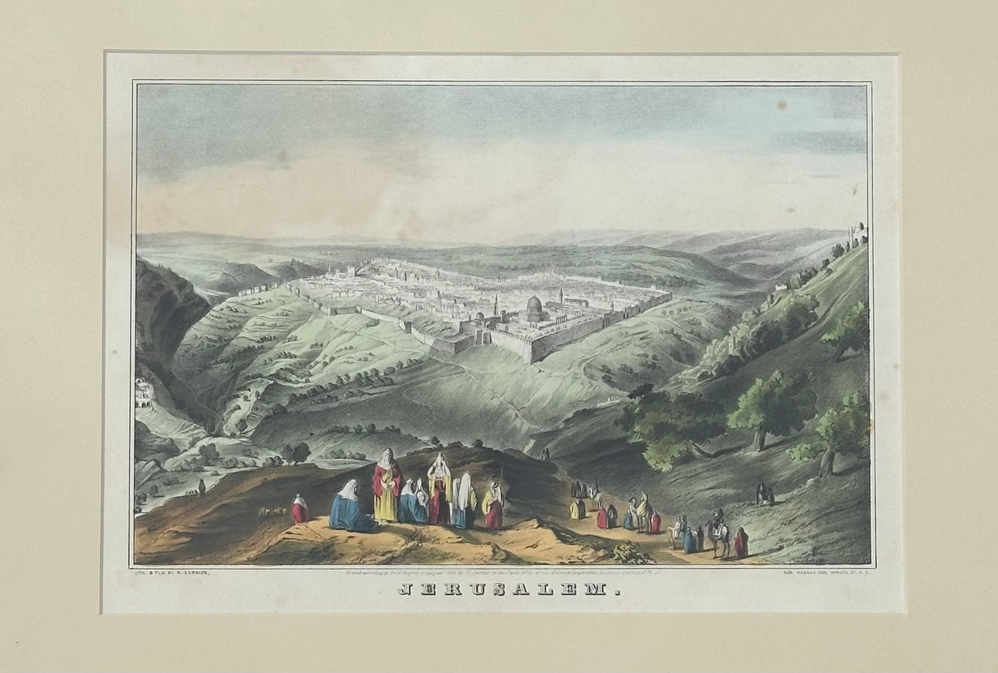 1846 Jerusalem View by Currier & Ives, Framed