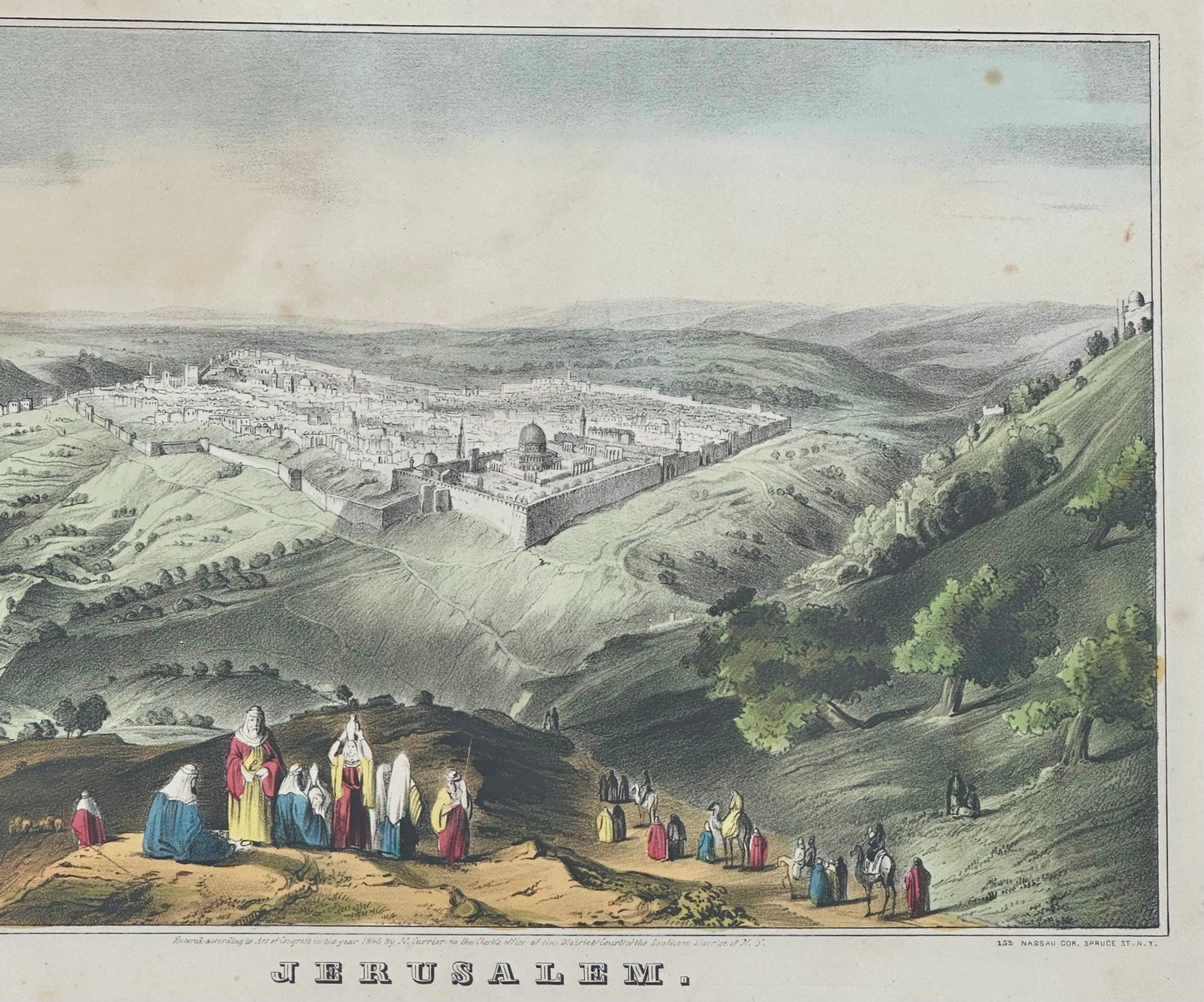 1846 Jerusalem View by Currier & Ives, Framed