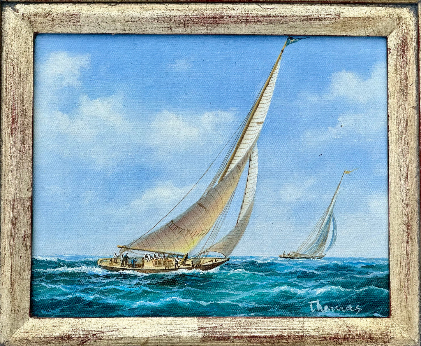 "Full Sail", Contemporary Oil on Canvas, Framed