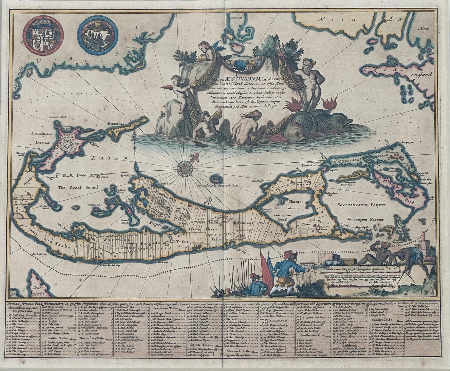 1671 Map of Bermuda by John Ogilby, Framed