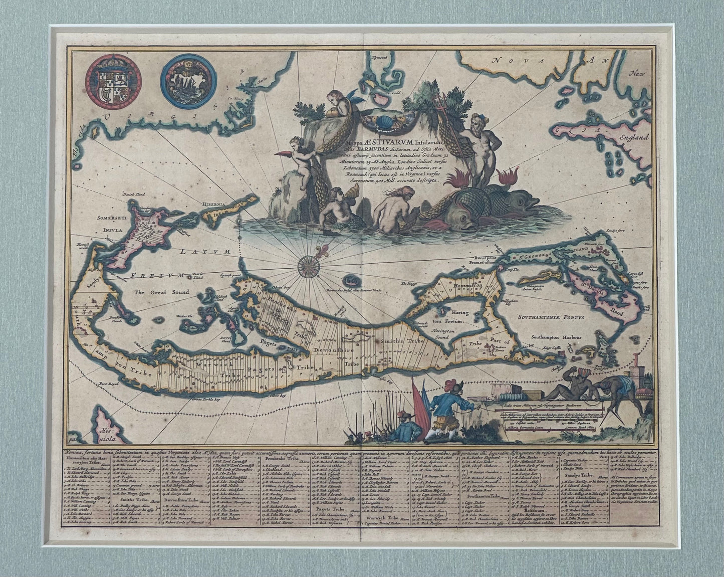 1671 Map of Bermuda by John Ogilby, Framed