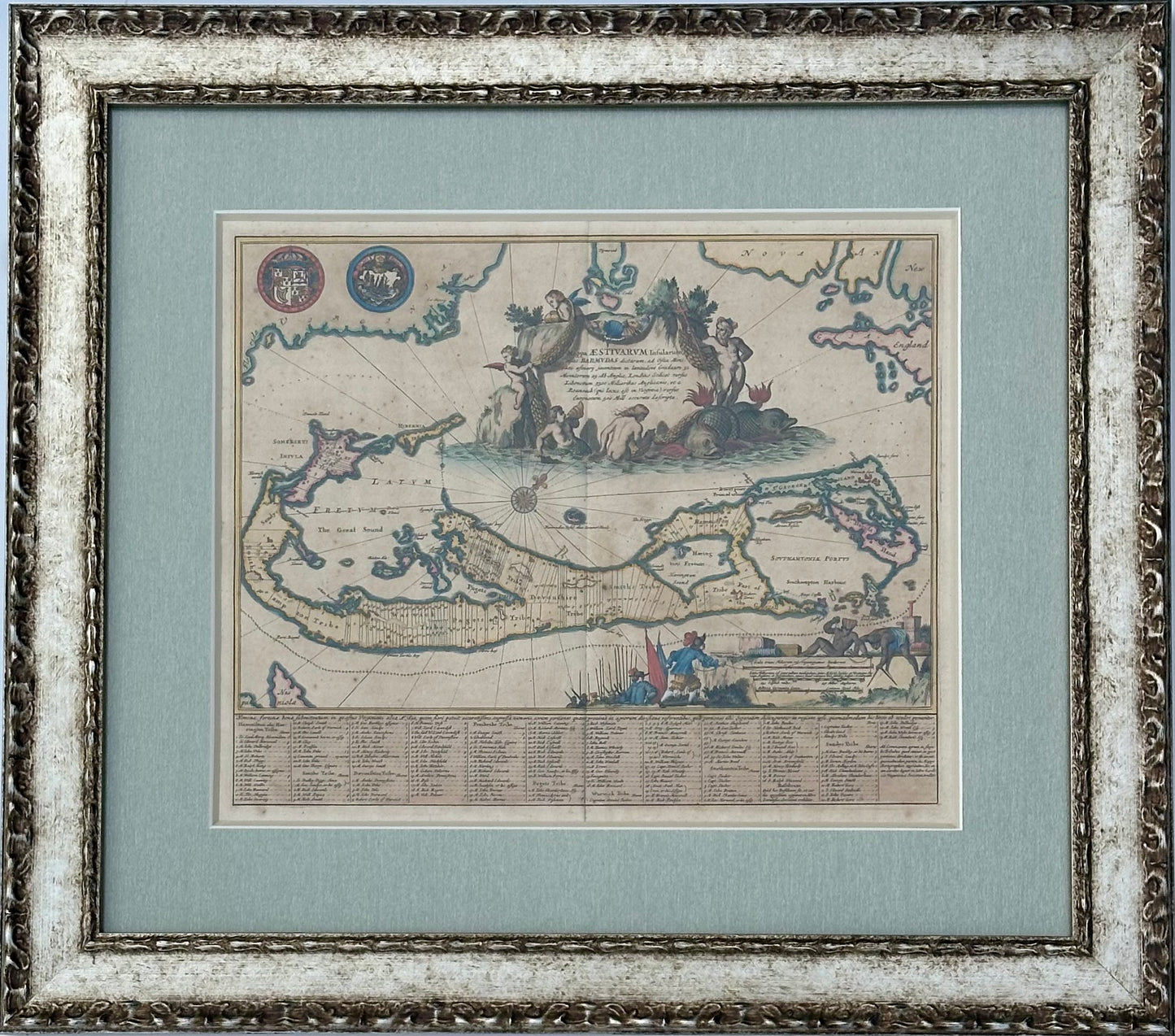 1671 Map of Bermuda by John Ogilby, Framed