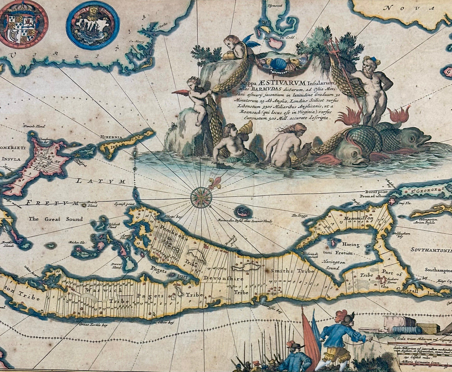 1671 Map of Bermuda by John Ogilby, Framed