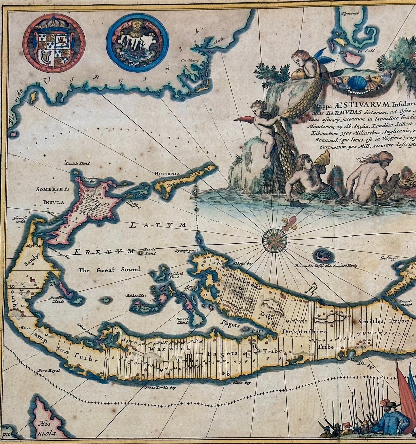 1671 Map of Bermuda by John Ogilby, Framed