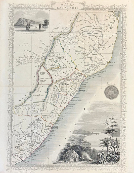 South Africa: Natal & Kaffra by Tallis, circa 1853