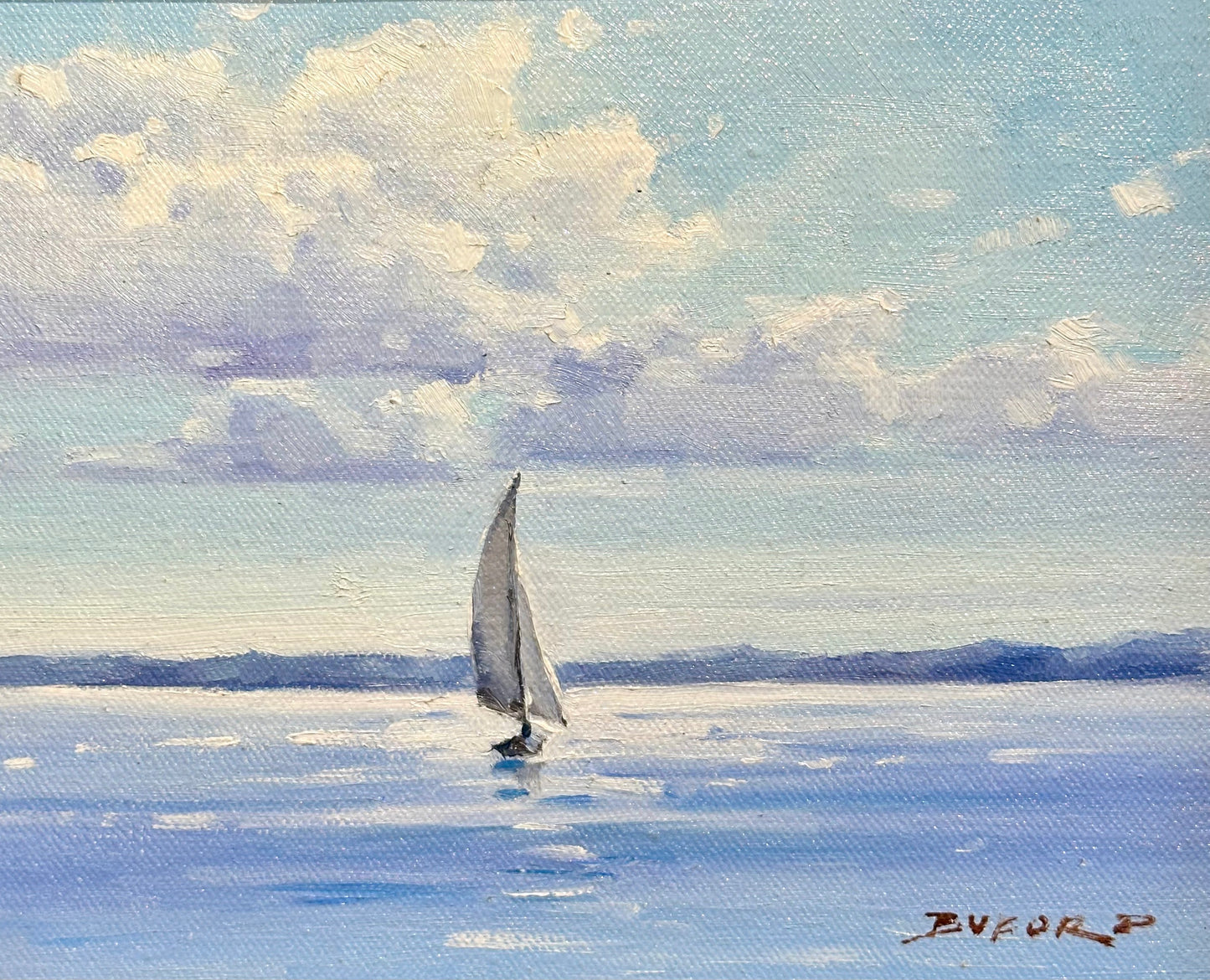 Day Sail, Contemporary Coastal Painting by Buford, Framed