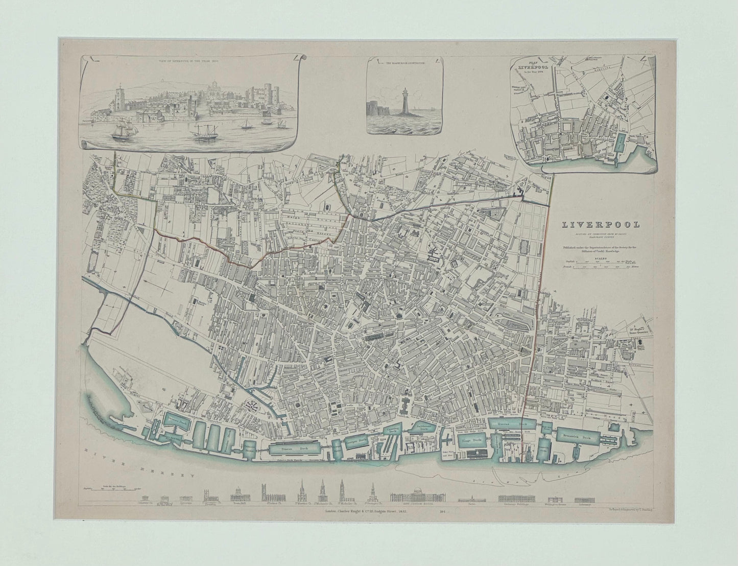 Liverpool, Original Hand Colored Engraving, 1835